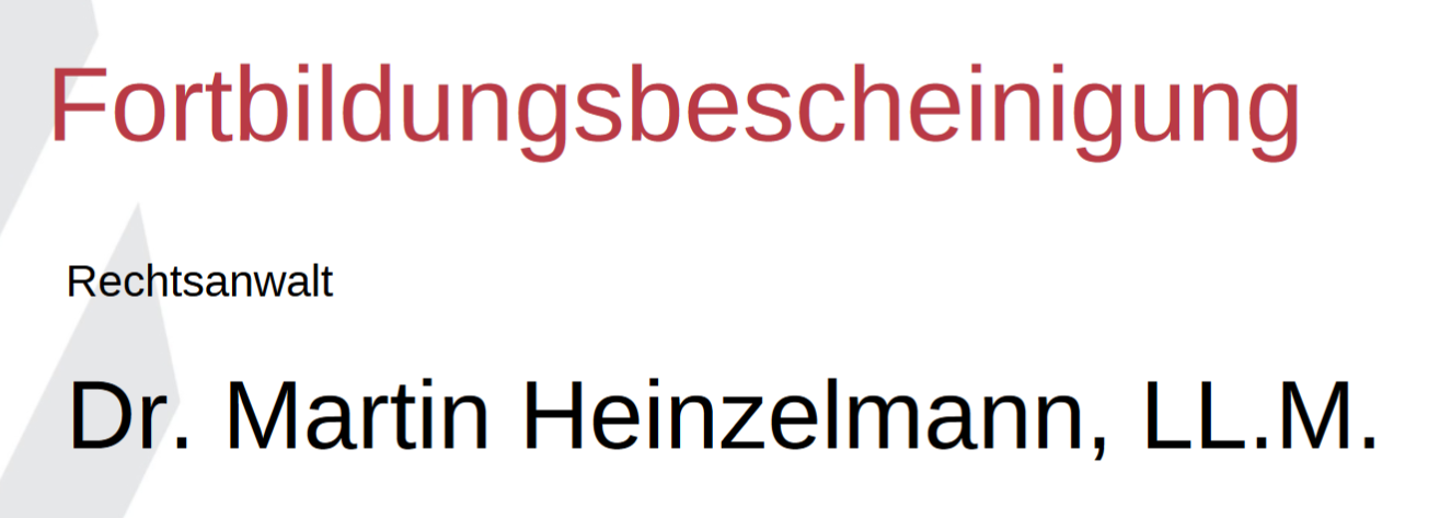 Fortbildungsbescheinigung